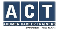 Acumen Career Trainers logo featuring the acronym ACT with a tagline 'Bridges the Gaps' for career development services.