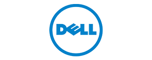 Dell logo with stylized blue letters inside a circular frame.